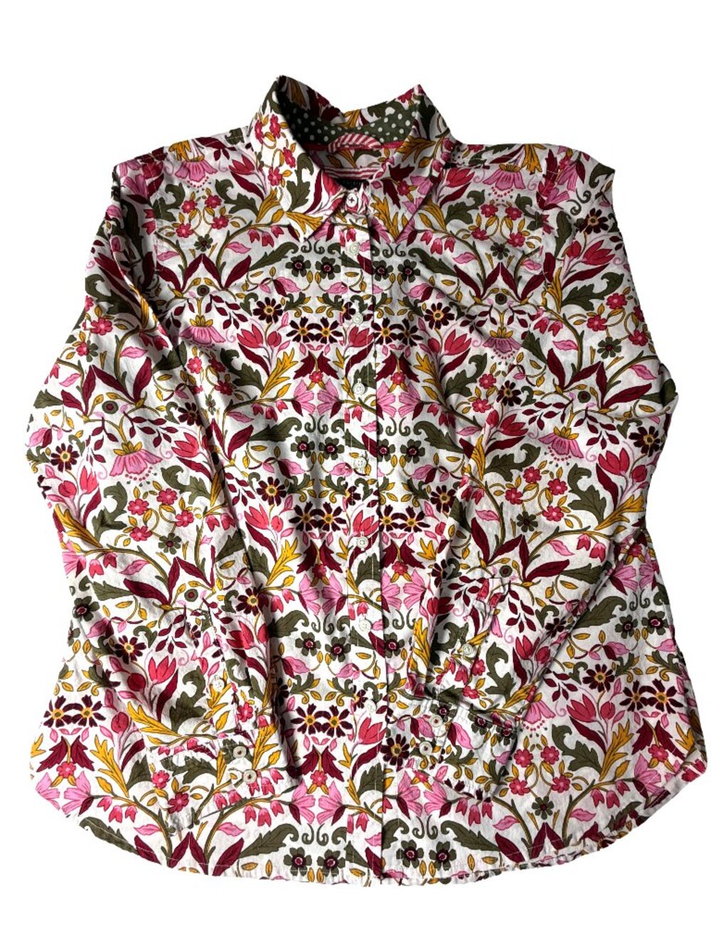 Talbots Petite Floral Cotton Button Down Shirt MP